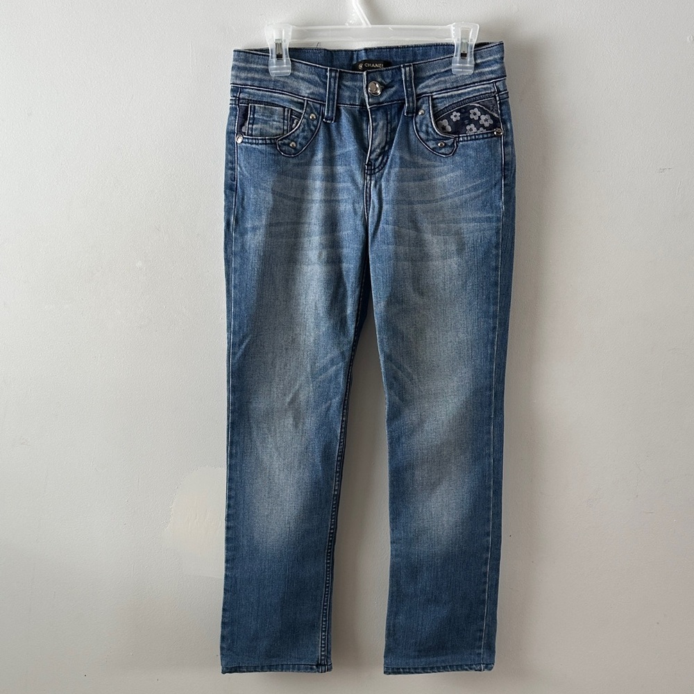 CHANEL Blue Straight Leg Jeans